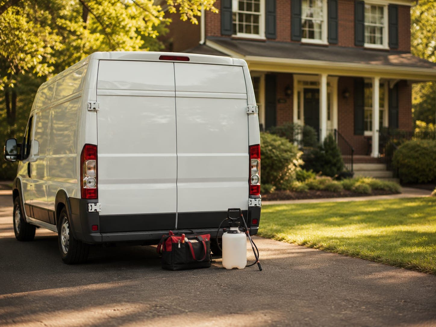 A Guardian Pro service van parked outside a Lancaster County home